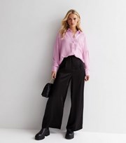 New Look Petite Lilac Long Sleeve Pocket Front Oversized Shirt